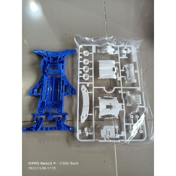 TAMIYA CASIS CHASSIS FMA FM-A BLUE + GEARBOX WHITE + AKAR BLUE