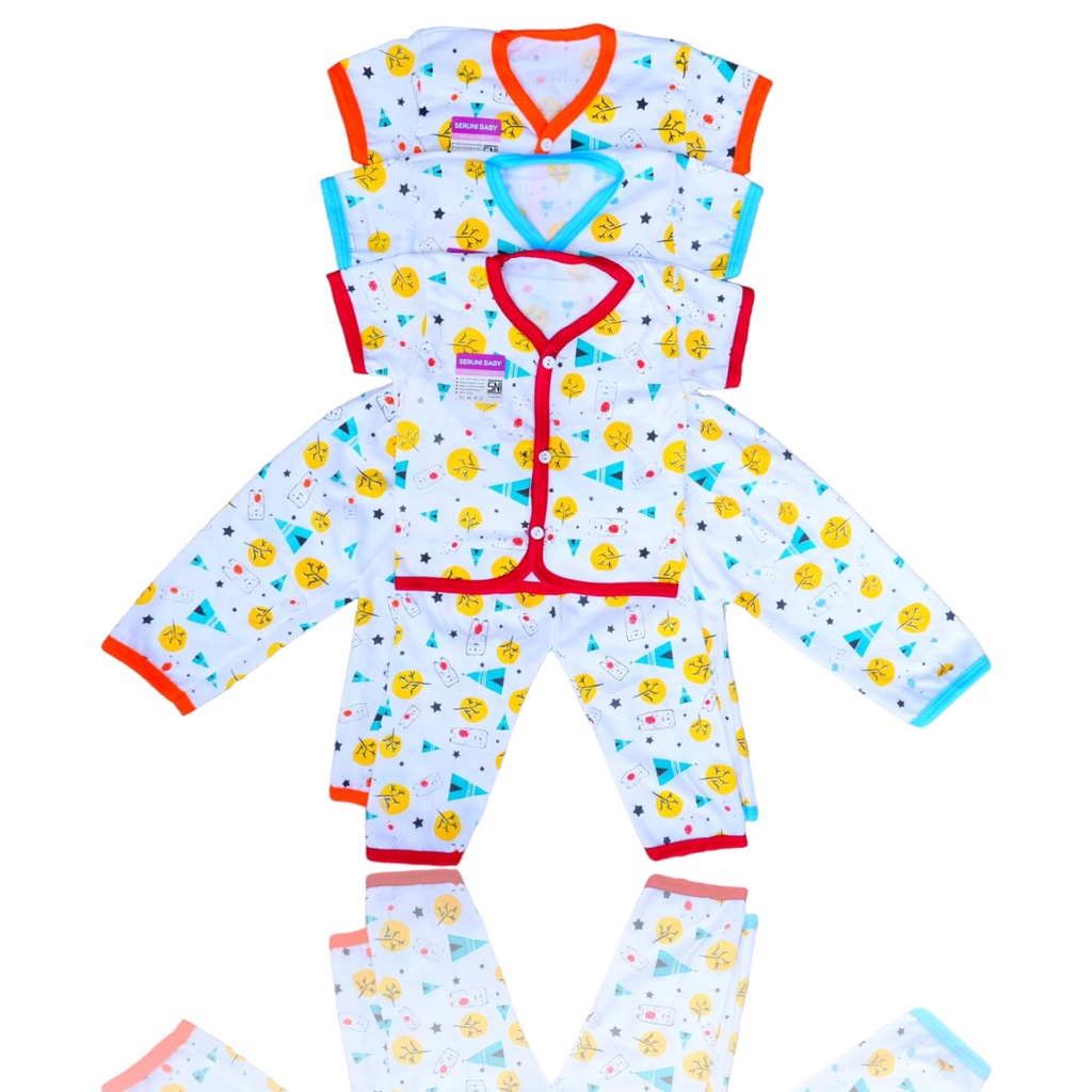 Setelan Baju Bayi Piyama Bayi Pendek Newborn Seruni Baby Motif Pohon Bear