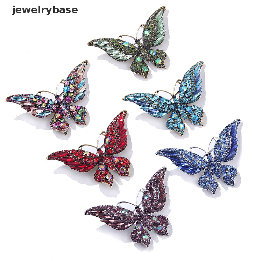 Bros Bentuk Kupu-Kupu Aksen Kristal Berlian Imitasi Warna-Warni Untuk Hijab