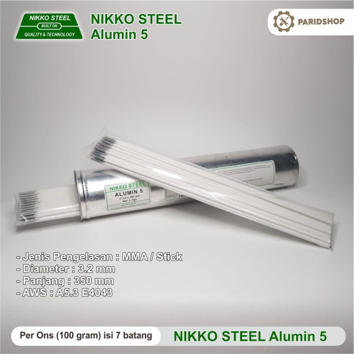 Kawat Las Mma / Stick Aluminium 3.2 Mm Nikko Steel Alumin 5 Per Ons