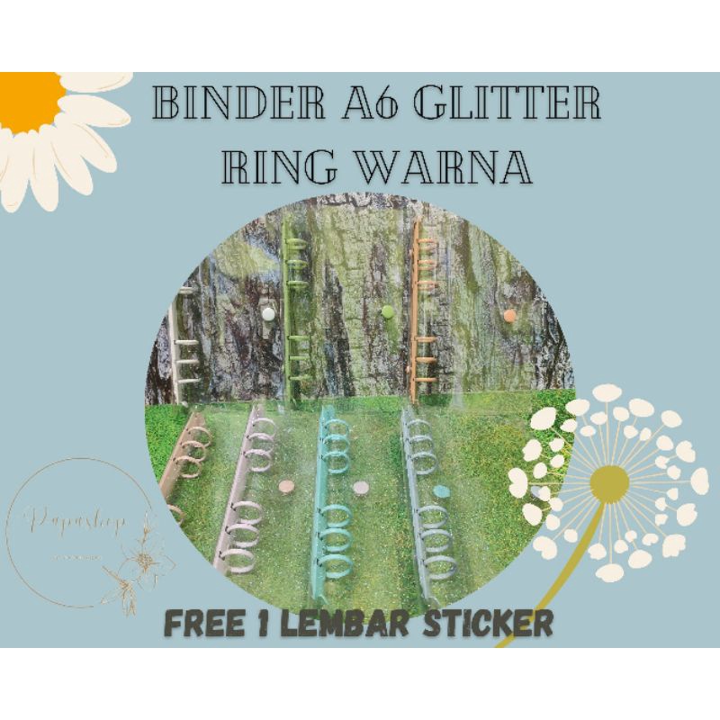 

Binder A6 Jelly Glitter Cover 6 Ring Warna (FREE 1 lembar sticker)