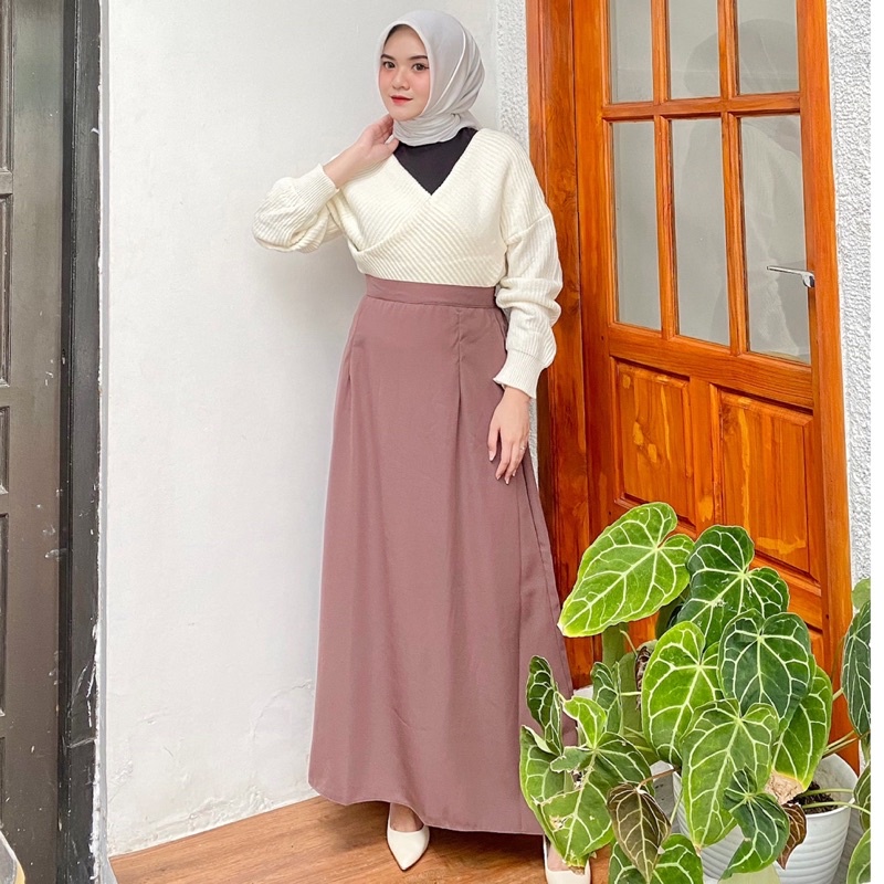 Yuki skirt rok polos rok lurus A line byvitafaid