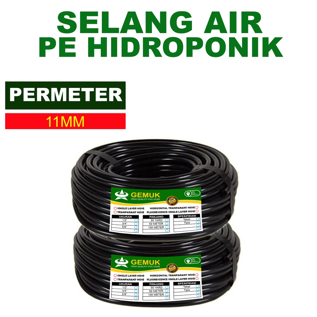 SELANG HIDROPONIK HITAM PERMETER 11MM / SELANG IRIGASI HITAM FERIGASI PERMETER 11MM