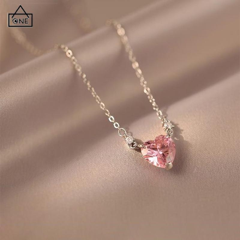 COD❤️kalung cinta mewah yang manis dan ringan  kalung liontin zirkon  desain niche wanita-A.one