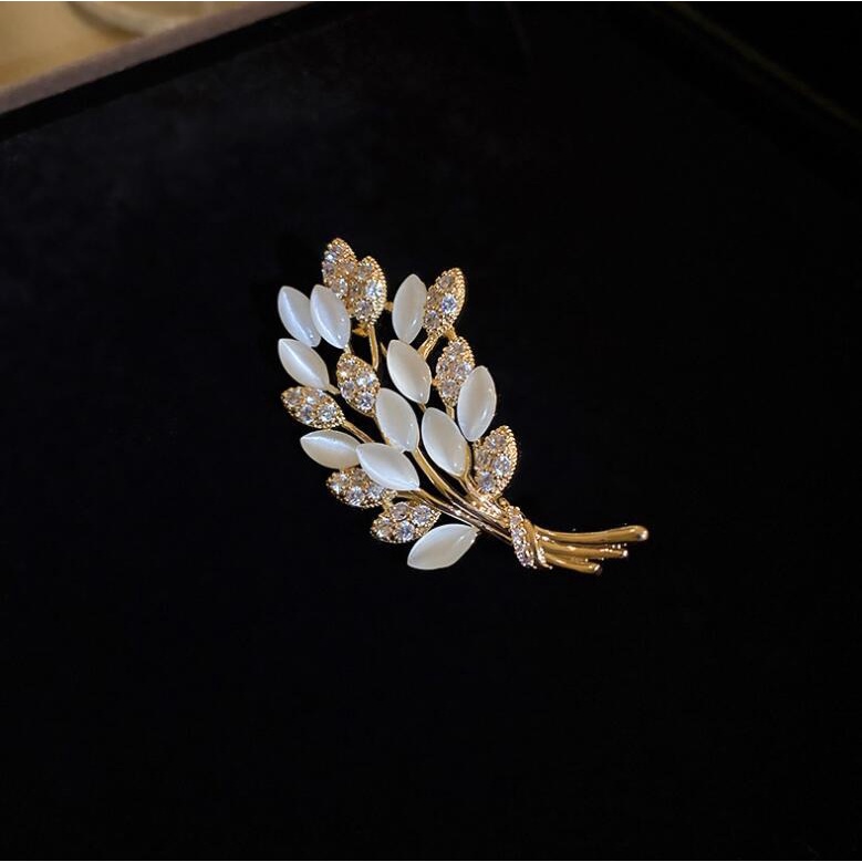 Bros Pin Buckle Korsase Desain Gandum Opal Anti Silau Untuk Aksesoris Wanita