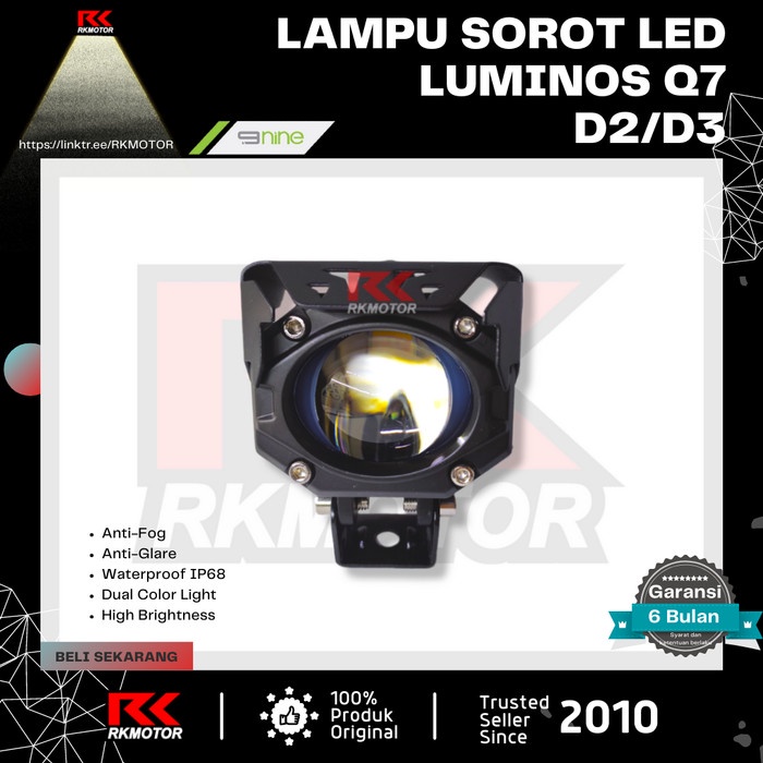 Lampu Sorot Luminos Q7 Anti Silau Dua Warna Bersamaan D2/D3