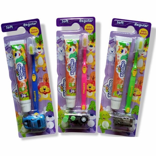 kodomo KODOMO Sikat Gigi Anak Zig Zag / reguler 2 in 1 Toothbrush Set + Odol (random warna)