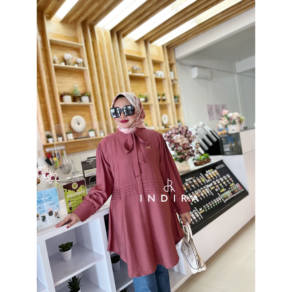 Ready Model Terbaru QIARA Tunic BY Indira ORIGINAL Bahan Polo Luxury Premium prodak asli indira / Fa