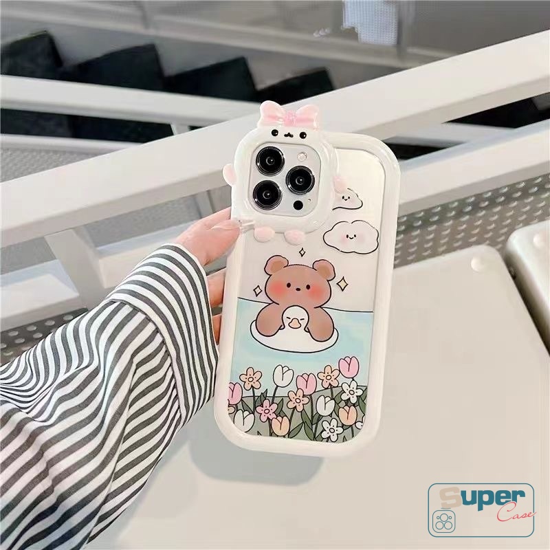 Casing Lensa 3D Bow Little Monster Samsung A14 A04E A50s A32 A52 A04 A12 A22 A03s A13 A03 A73 A53 A04s A50 A02s A51 A23 A21s A52s A71 A11 A33 M22 Beruang Lucu Bumper Tahan Guncangan Soft Case