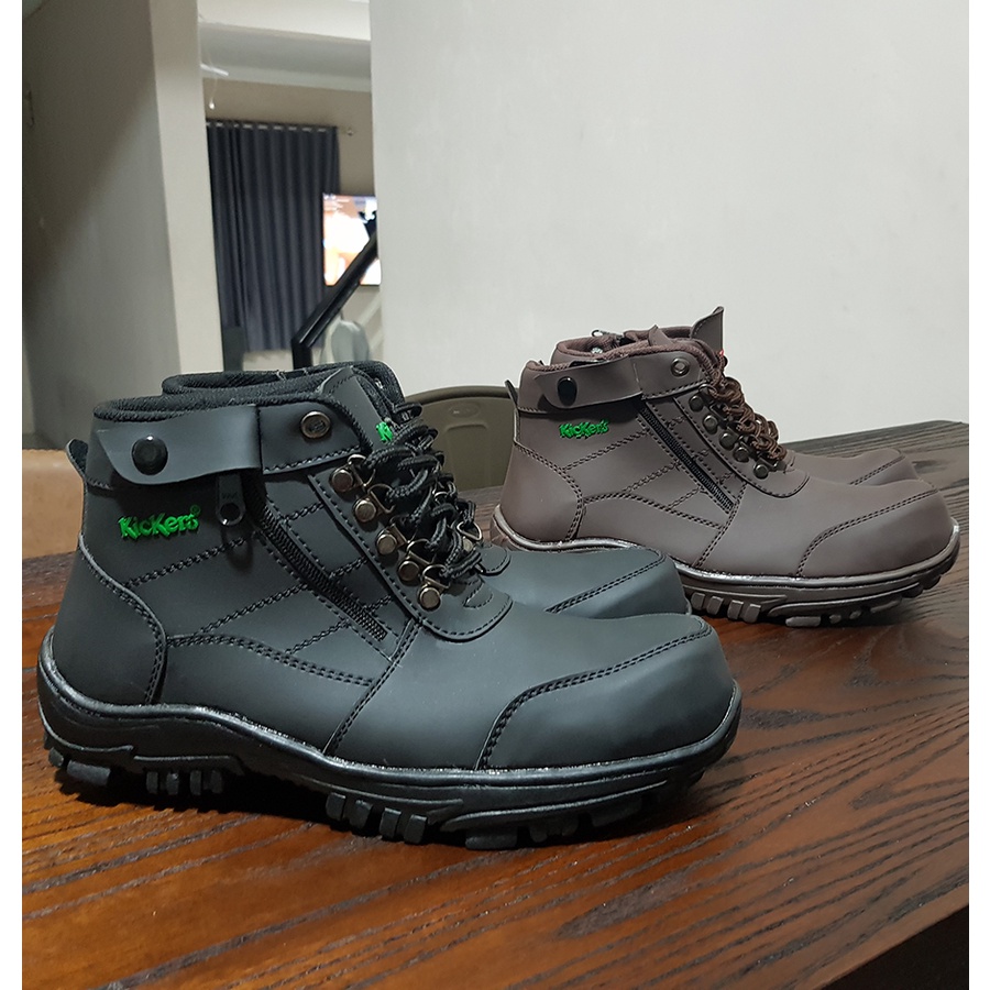 Sepatu Safety Proyek Ujung Besi - Septy Shoes Boot - Septi Kerja Lapangan Kulit Sintetis Tali - Sepatu Boots Kickers MORISEY