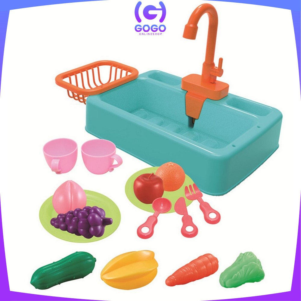 GOGO-M31 M109 Mainan Anak Kitchen Sink Tempat Cuci Piring Set Mainan Kran Air Wastafel BISA KELUAR AIR