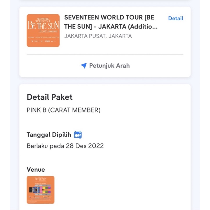 Tiket Seventeen Be The Sun in Jakarta Pink B + Caratbong new