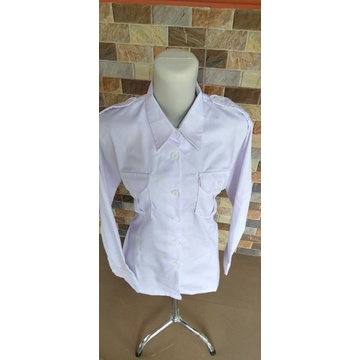 SERAGAM PUTIH DINAS CEWEK PDH PANJANG TANGAN KANCING.KRAH STANDART Berdiri bahan NAGATA PREMIUM BODY CEWEK