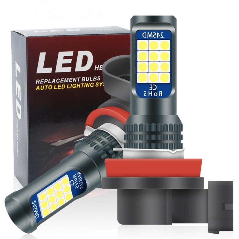 1Pc Lampu LED Putih H8 H9 H11 Dua Warna untuk Headlight Fog lamp H4 H3 Mobil Lampu Depan LED 9005 HB3 HB4 9006 Canbus 3030 24Smd 12-24V Anti Kabut Untuk Mobil