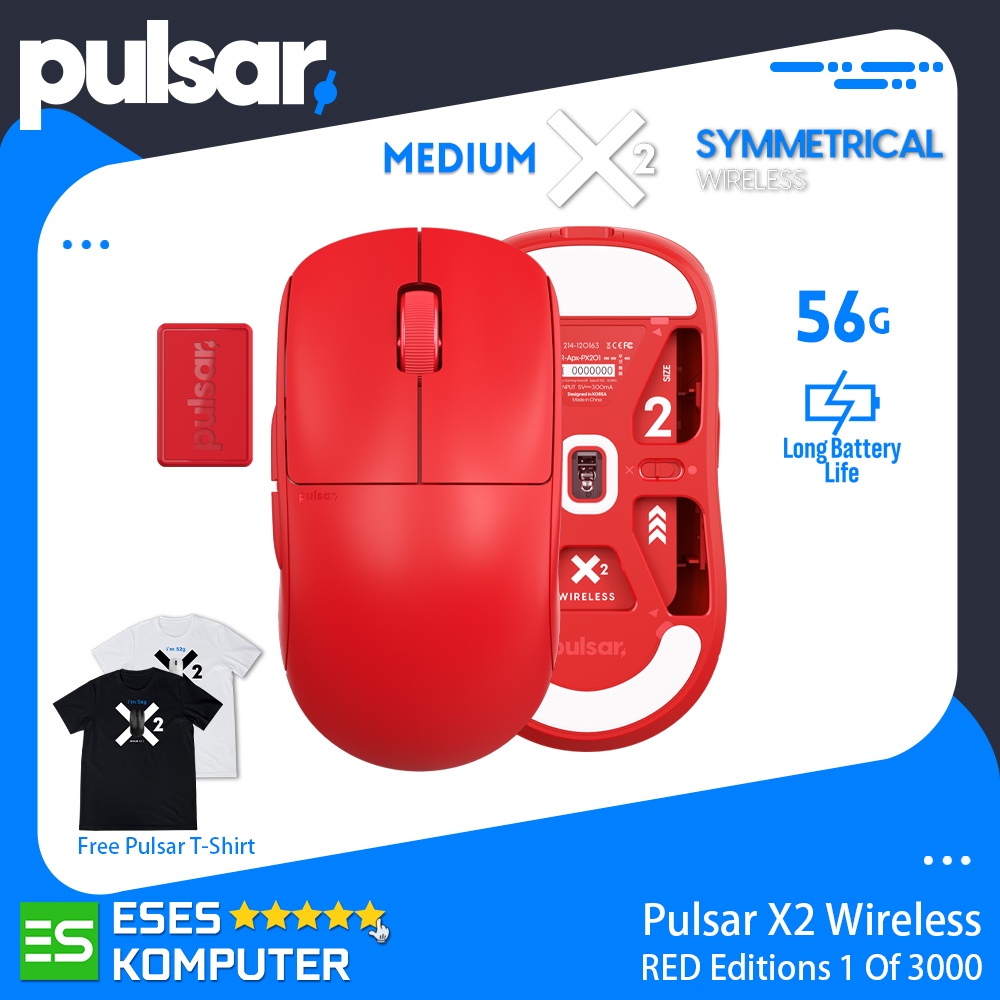 Mouse Pulsar X2 Wireless Red Edition 56g Lightweight | Mouse Gaming