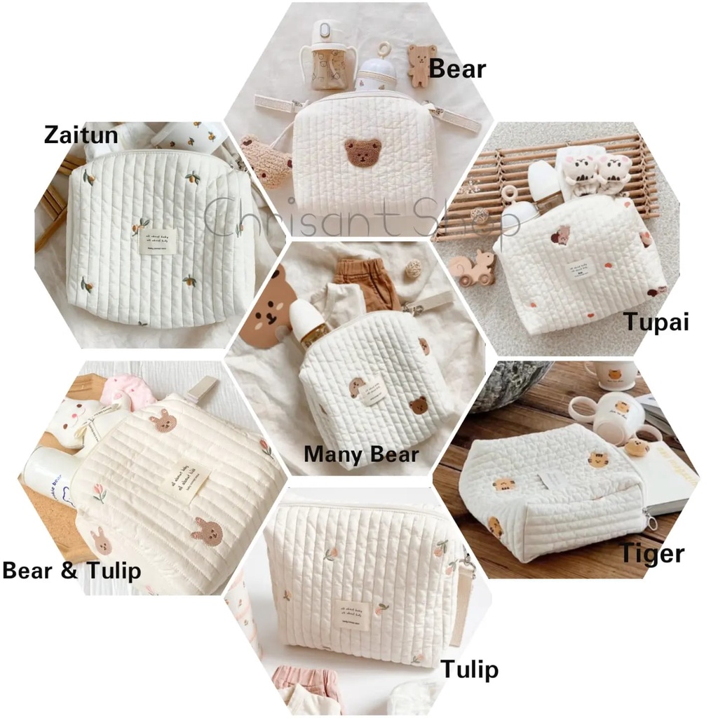 Pouch diaper baby Cotton bag pouch korea diaper bag tas travel bayi pouch serbaguna anak