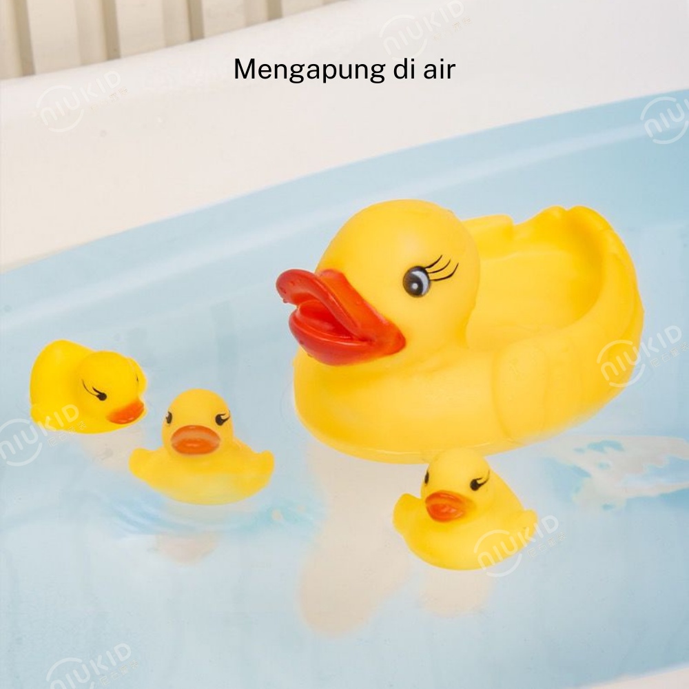 NIUKID MAINAN BEBEK BERENANG SET 4 PCS MAINAN MANDI ANAK BISA BUNYI