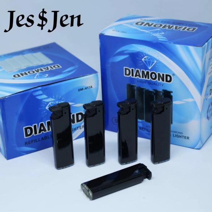 Korek Gas Bara Polos Hitam Diamond 417BLACK 50pcs