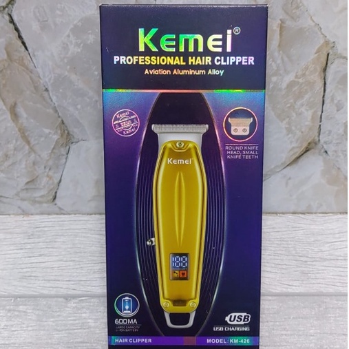 MESIN CUKUR KEMEI KM-426 PROFESSIONAL HAIR CLIPPER BODY ALUMINUM LCD DISPLAY