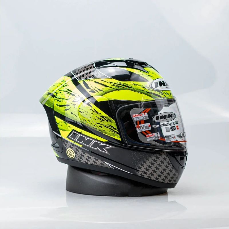 HELM INK CL MAX MOTIF SERI 7 BLACK YELLOW FLUO ORIGINAL HELM INK CLMAX MOTIF 7 MURAH NO HELM SHOEI
