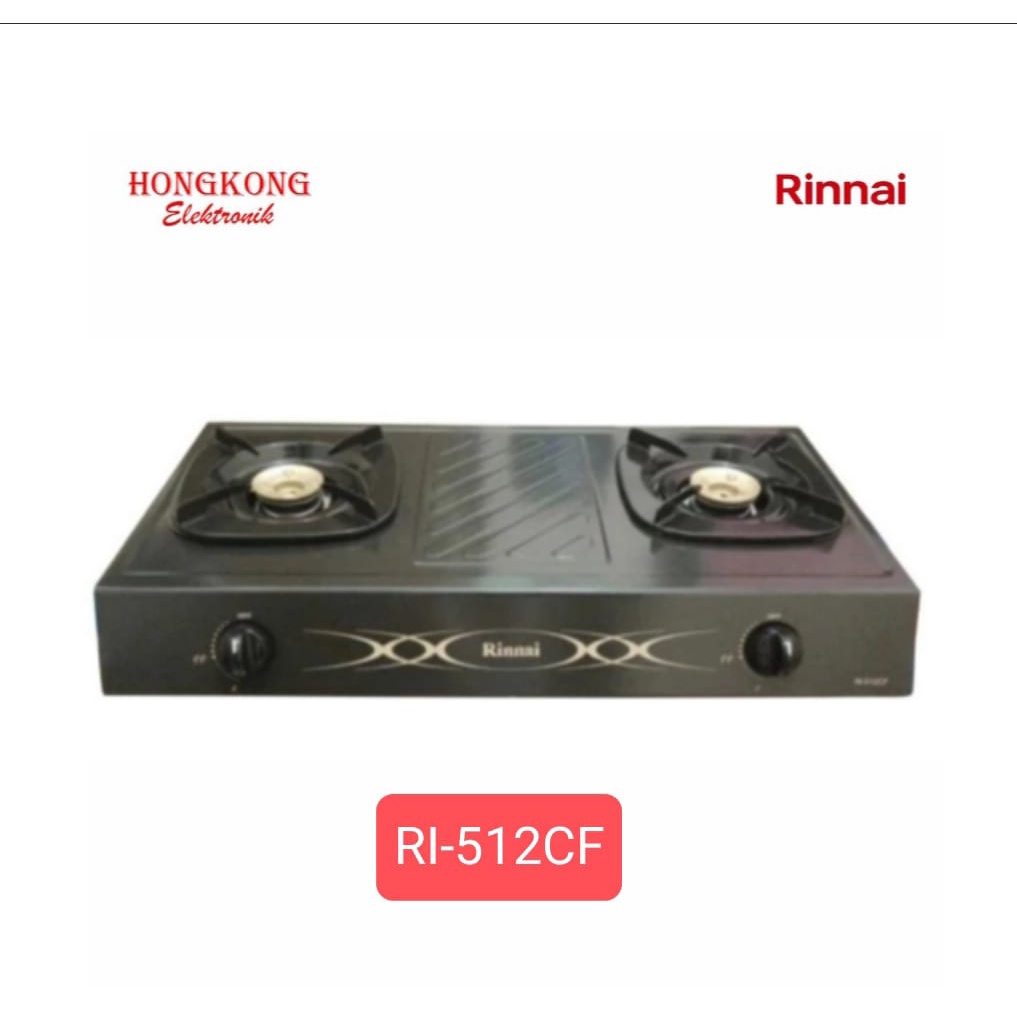 RINNAI KOMPOR GAS RI512CF - 2 TUNGKU TEFLON RI 512 CF ANTI LENGKET