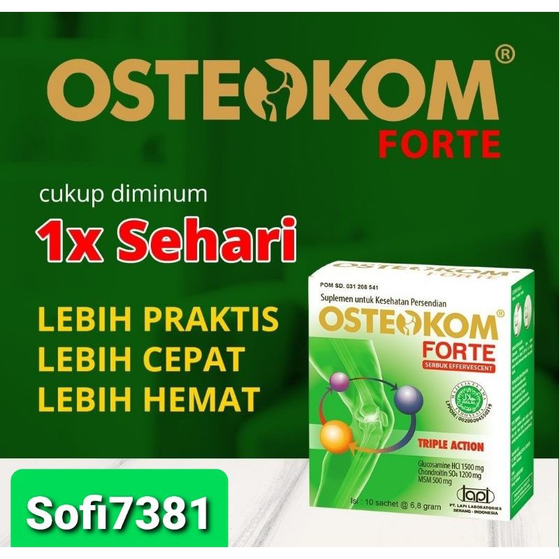 FORTE Osteokom FORTE Box Isi 10 Sachet untuk Kesehatan Sendi, nyeri Sendi