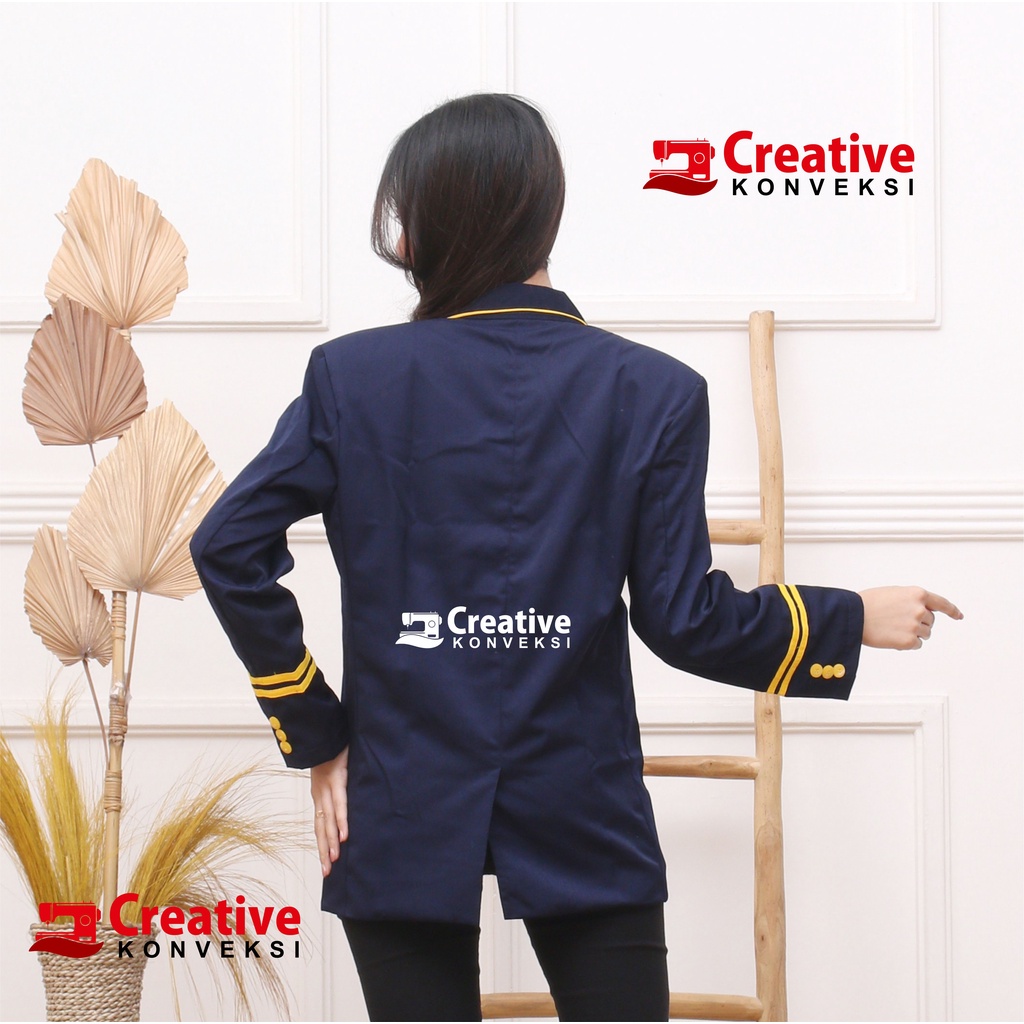(BISA TAMBAH BORDIR) Jas Almamater navy lis kuning, Jas Osis, Jas Sekolah SMP / blazer pondok pesantren / rohis Jas Almamater Sekolah, OSIS, Rohis, Irmas, Ponpes, Kuliah Berkualitas
