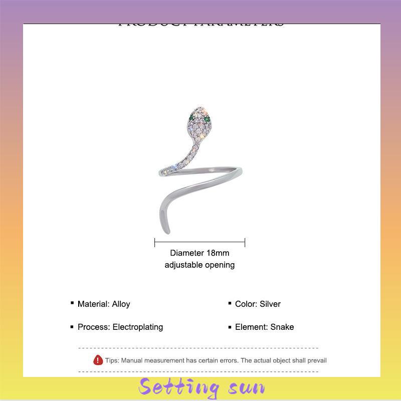 Cincin Kristal Ular Adjustbale Desain Zircon Cincin Untuk Wanita TN