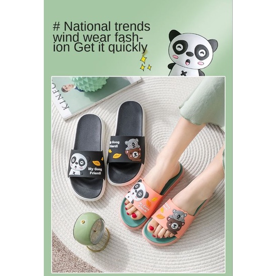 VianzShoes - Sandal / Sendal Flat Karet Jelly Wanita Sendal Selop Wanita IMPOR FRIEND PANDA Upgrade 