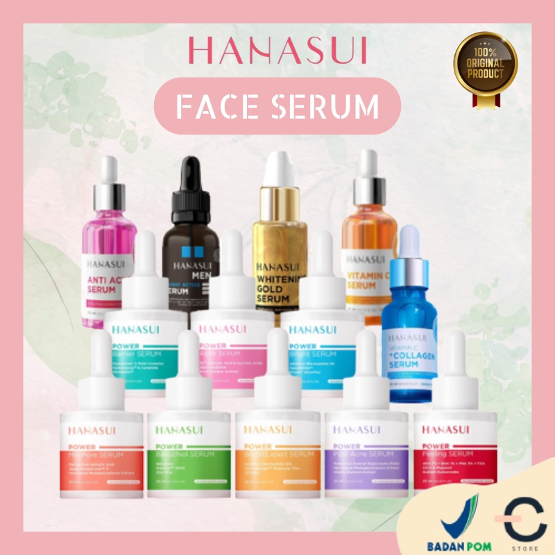 [ORI BPOM] Hanasui Face Serum Whitening Gold | Vitamin C + Collagen | Anti Acne | Vitamin C | Gold | Men Bright Rich Propolis Intense | Hanasui Power Serum Series | Power Post Acne | Power Peeling | Power Bakuchiol | Power Bright Expert | Power Barrier