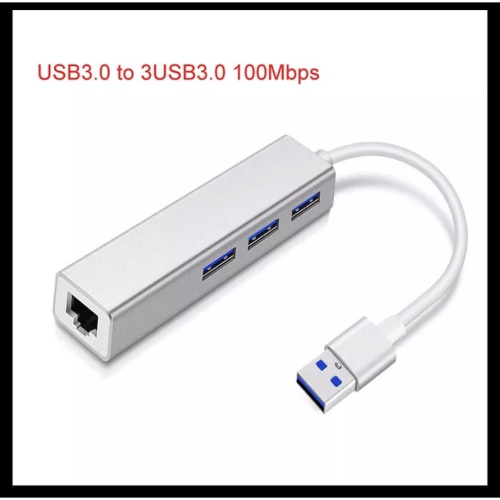 USB Hub 3 Port 3.0 Ethernet Adapter Rj45 Lan Port High speed 100 / 1000Mbps