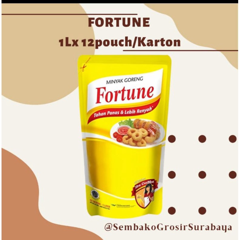 Fortune Minyak Goreng 1 Liter Refill Dus Isi 12 Pouch Promo Sembako Murah Via Gojek / Grab