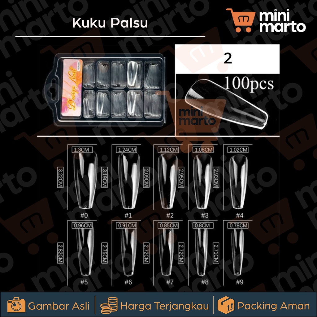 Kuku Palsu isi 100 pcs Kuku Nail Art / Transparent Nail Art - Minimarto