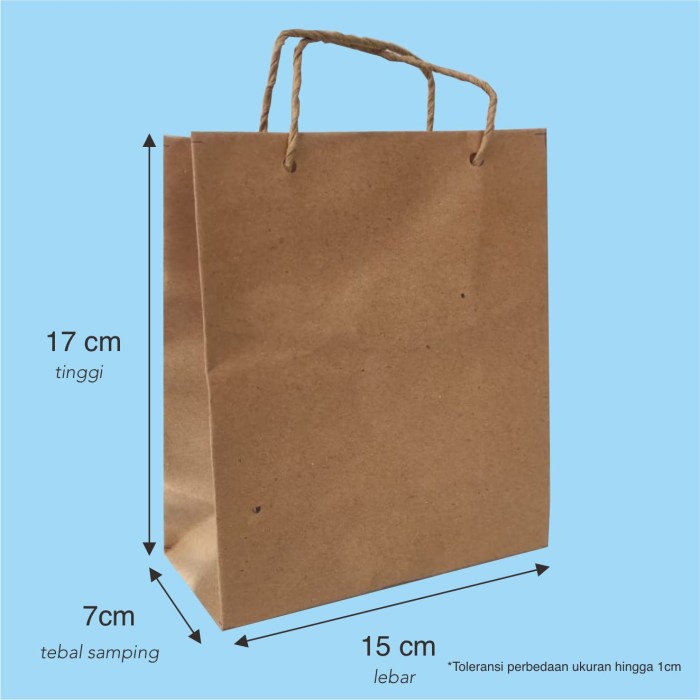 

paperbag polos tas kertas polos bisa custom kraft coklat 15x17x7cm