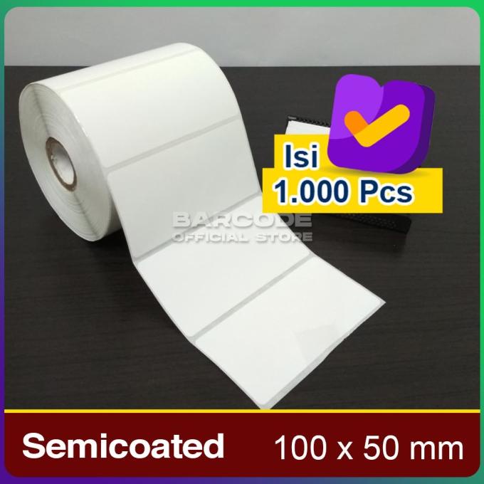 

KERTAS STICKER LABEL PRINTER BARCODE 100 X 50 MM - 1 LINE - SEMICOATED