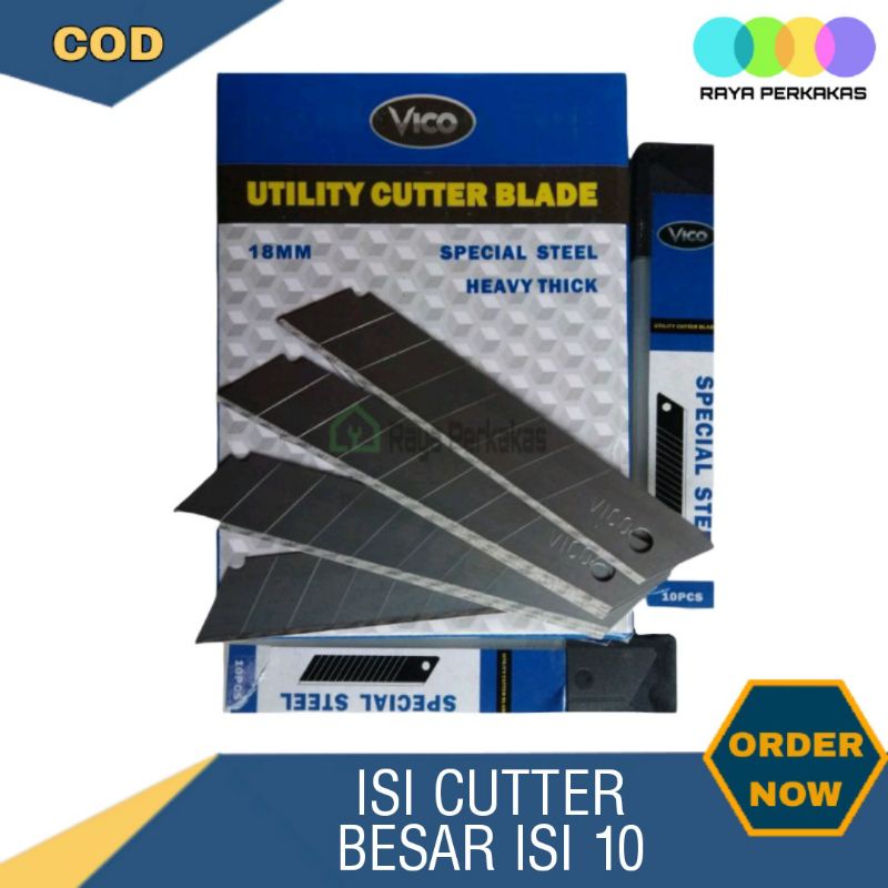 

10PCS Refill Isi Pisau Cutter VICO Besar 18mm - Serep Cuter - Isi Cutter Blade Refil Pisau Pemotong Mirip Joyco 150