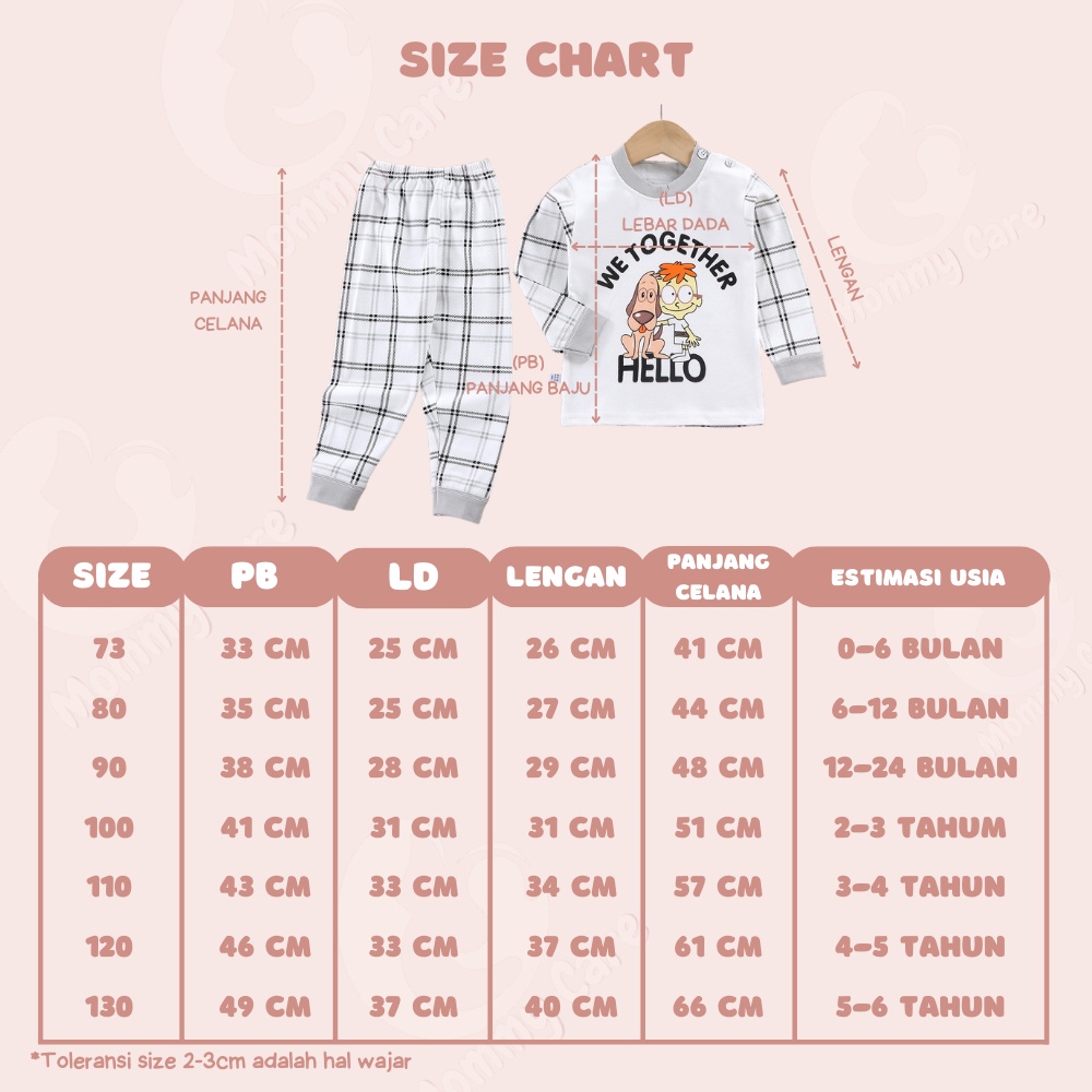 MOMMYCARE BAJU TIDUR ANAK SETELAN PIYAMA BAYI SET LENGAN PANJANG BAHAN LEMBUT BAJU TIDUR BAYI #C13-#C17