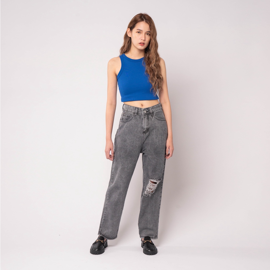 VIERLIN - Jeans 9238 - HIGH WAIST JEANS SOBEK RIPPED