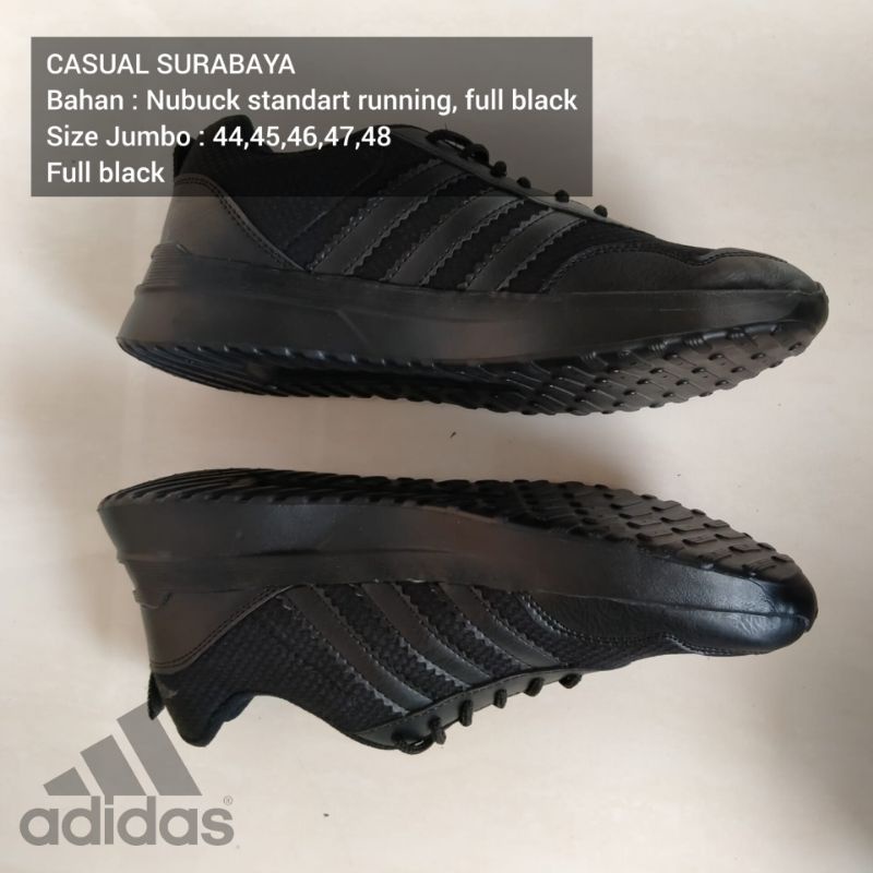 SEPATU SEKOLAH HITAM POLOS JUMBO 44 - 48 ADS FULL BLACK EDITION LAKI - LAKI KEREN