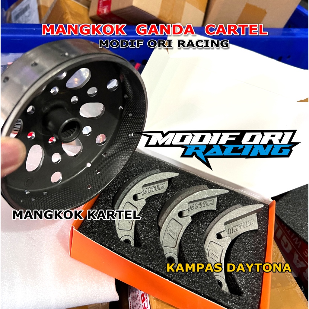 Mangkok ganda anti gredeg cvt custom kartel & Kampas ganda daytona Mangkok ganda lubang custom bolon