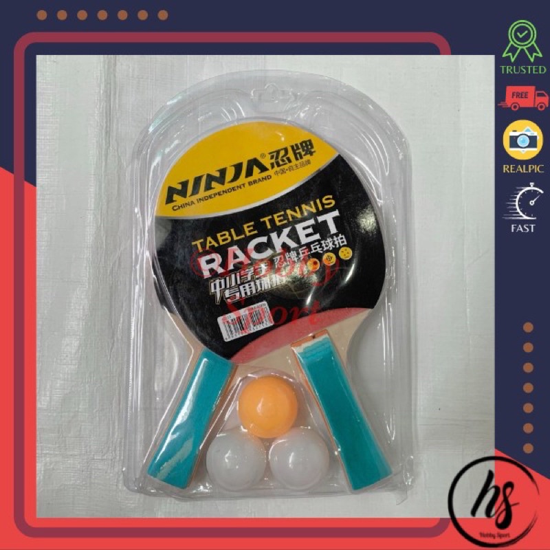 Bat Bet Bad Pingpong Set Ninja N2113 Tenis Meja Sepasang + Bola Murah