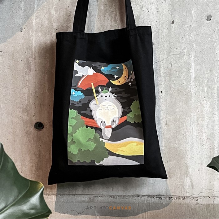 

Paint By Numbers Totebag Kanvas Hitam Totoro Edition By Artoncanvas.Id