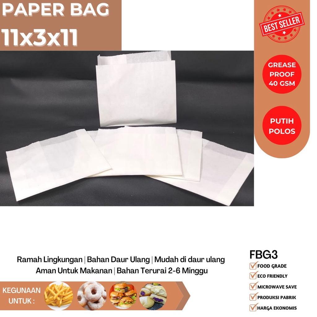 Paper Bag Small Kertas Kentang Kantung Roti (Isi 50 Pcs-FBG3W)