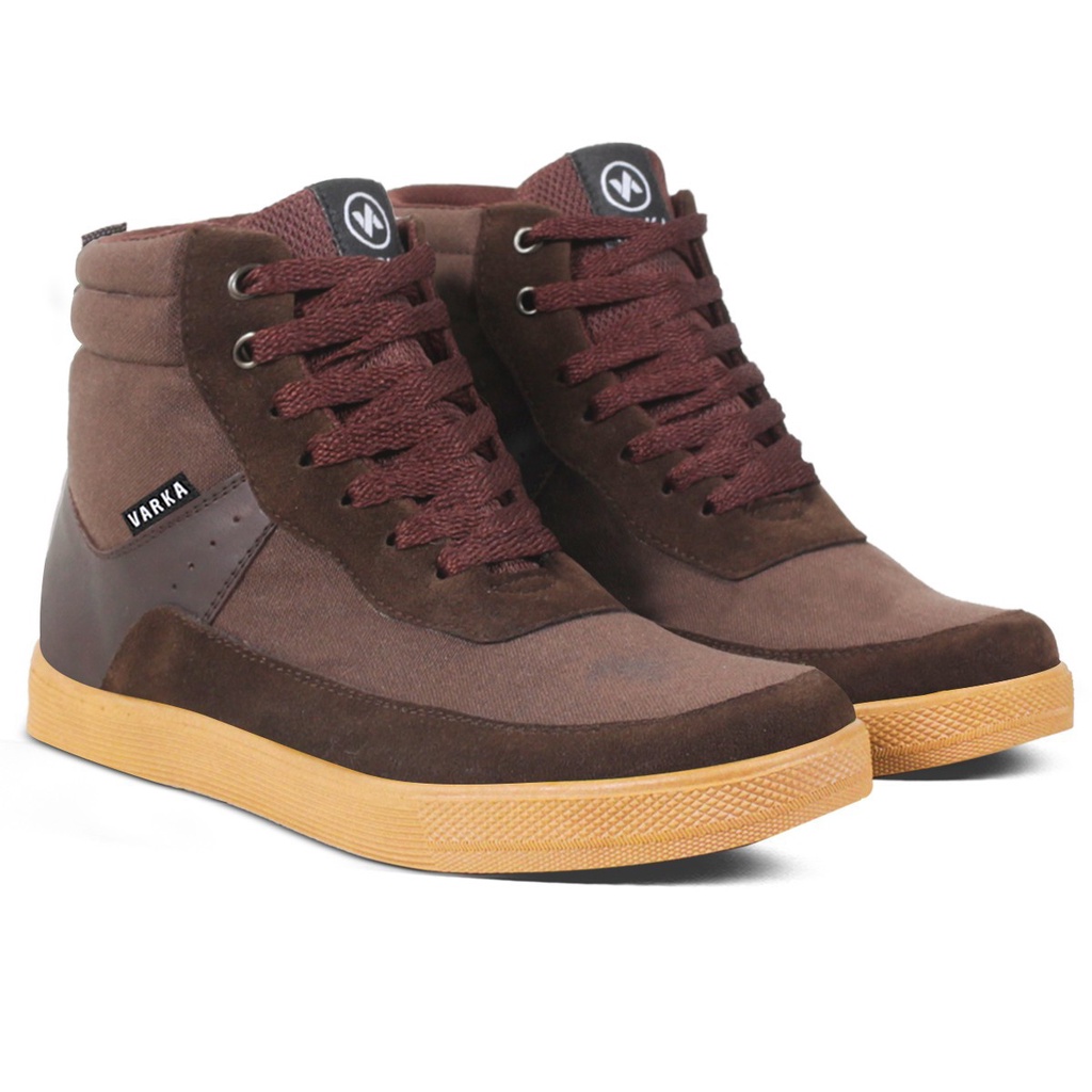 Sepatu Sneakers Pria V 5119 Brand Varka Sepatu Kets Tinggi Kuliah Kerja Hangout - Coklat