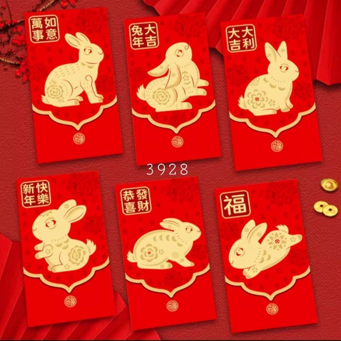 Angpao Merah Panjang Angpau Kelinci 2023 Ampau Imlek Merah Tebal Murah Ornamen Imlek Harga Grosir Termurah