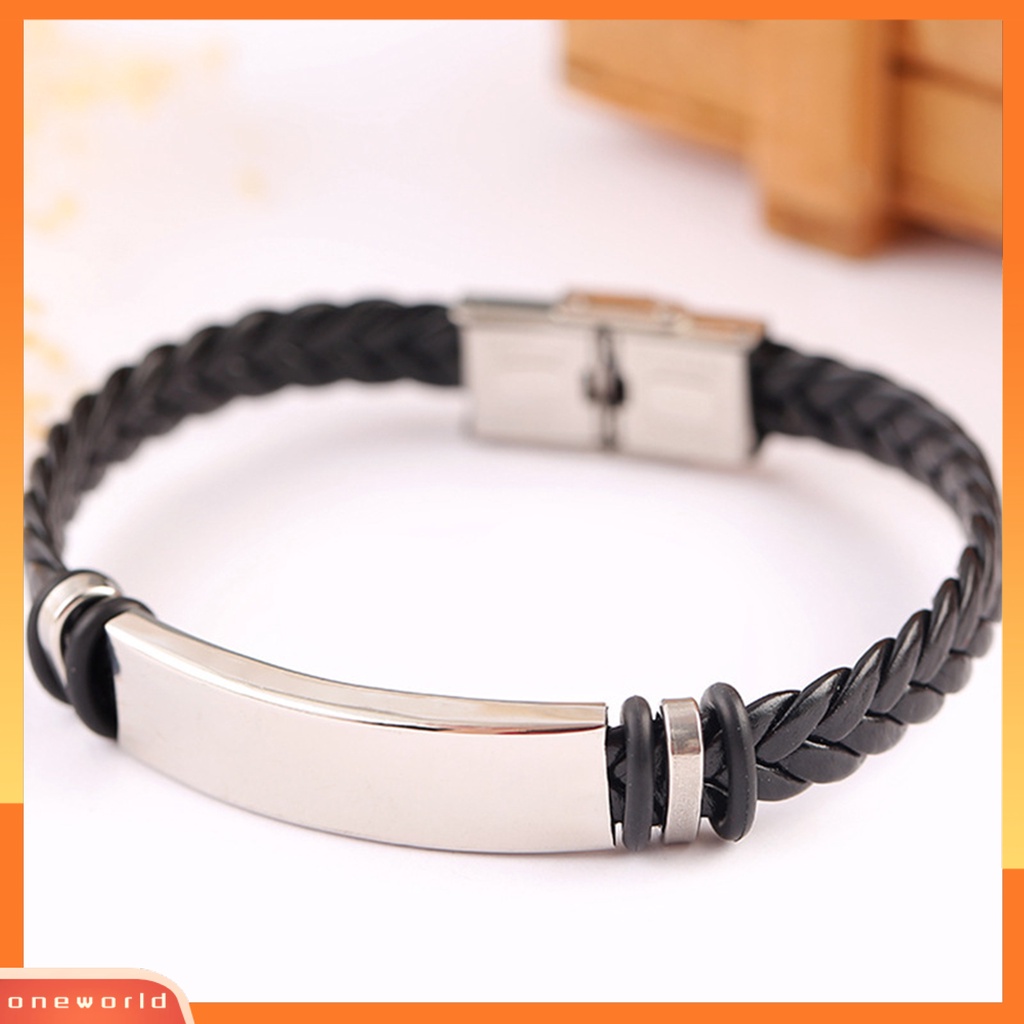 Gelang Kepang Bahan Kulit Imitasi Dengan Buckle Adjustable Untuk Pria