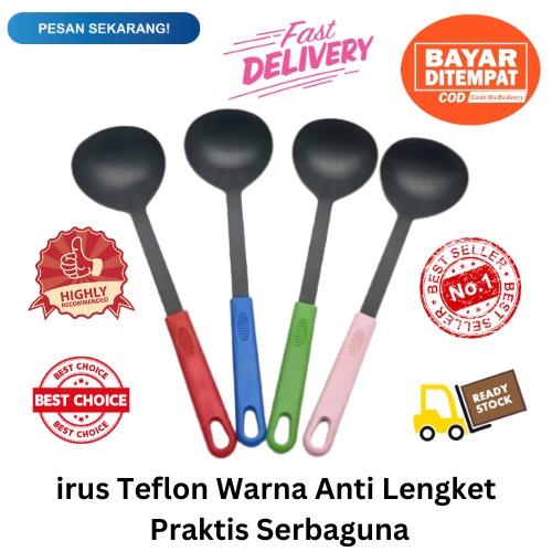 [BISA COD] PROMO Irus Teflon Warna Anti Lengket Praktis Serbaguna Centong Sutil Sudip Spatula Irus Skimmer Alat Masak Serbaguna