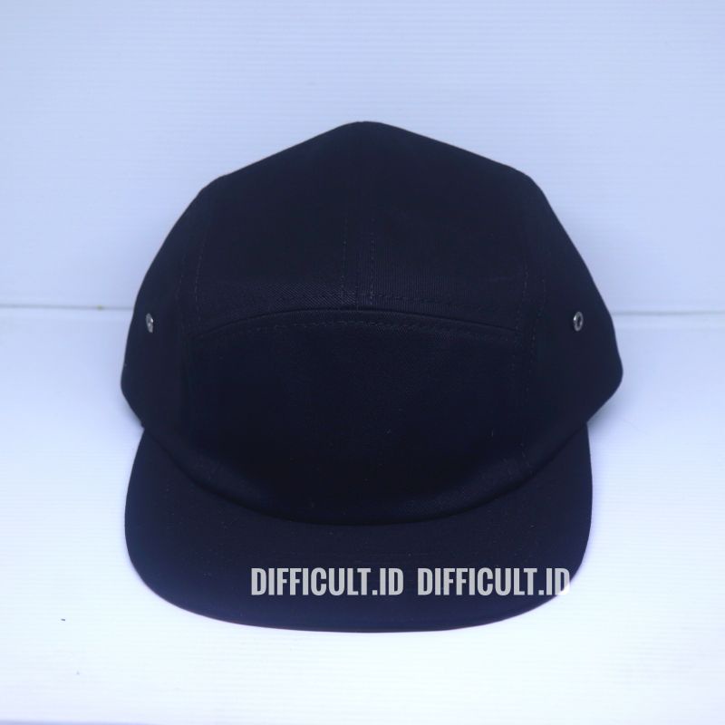 TOPI 5PANEL POLOS HITAM TWILL COTTON PREMIUM | SNAPBACK 5PANEL POLOS PREMIUM