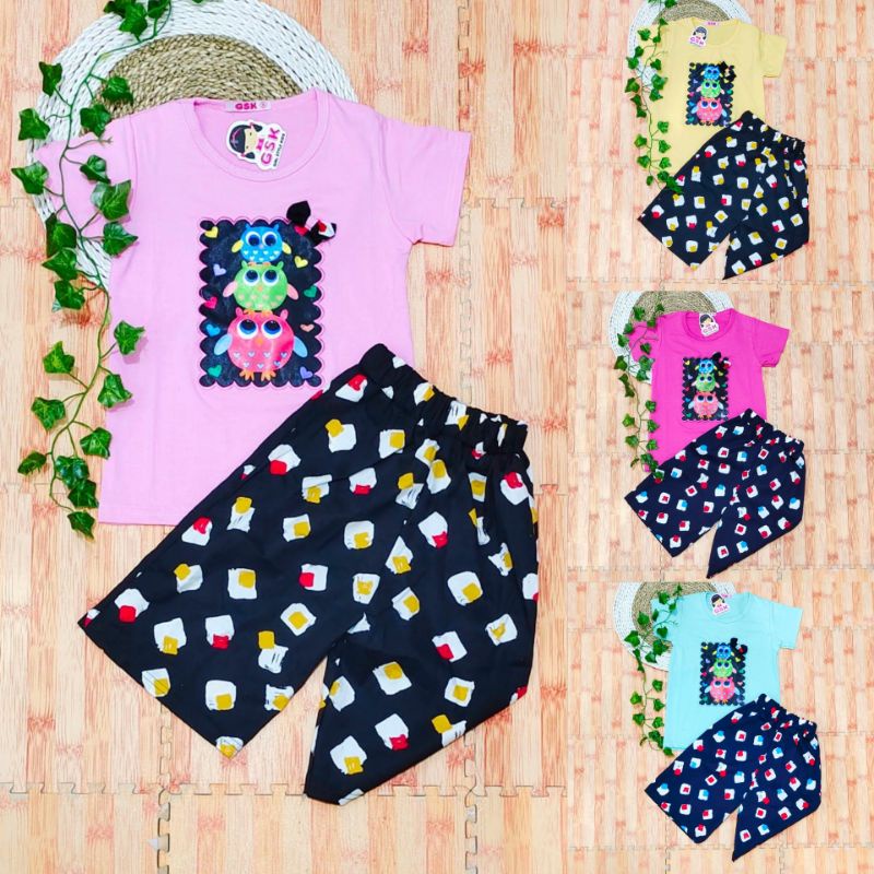 TRENMODE Setelan anak perempuan/pakaian anak cewek umur 3-11tahun/baju anak cewek/stelan celana kulo