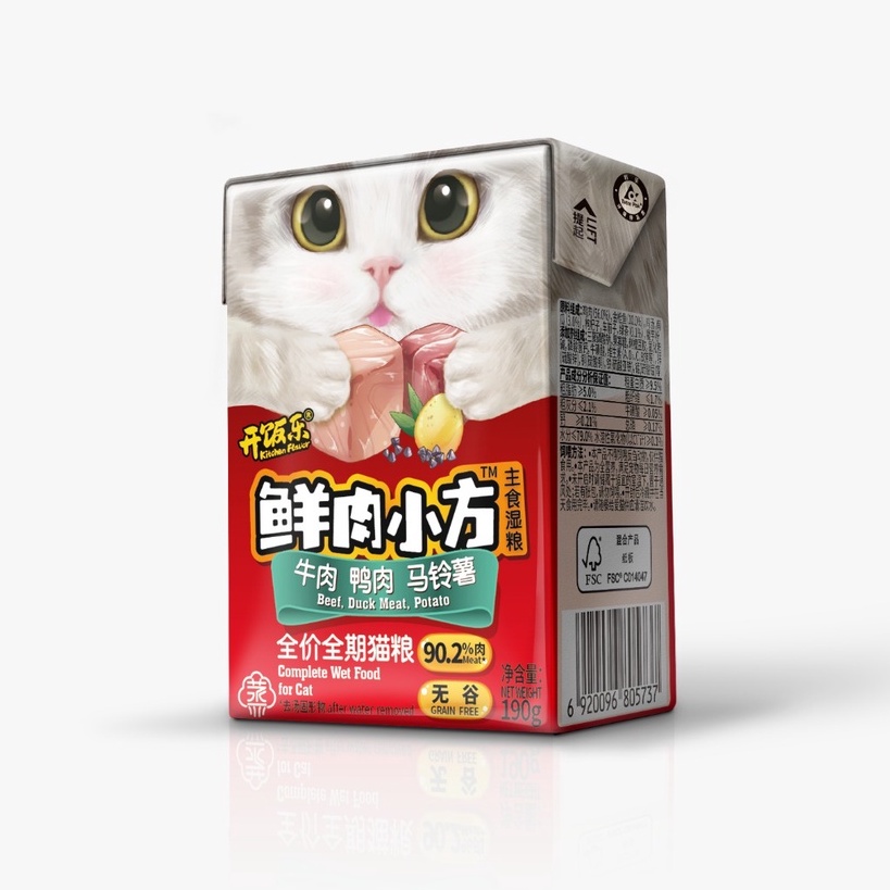 Kitchen Flavor Cat Wet Food Beef Duck Potato 190gr